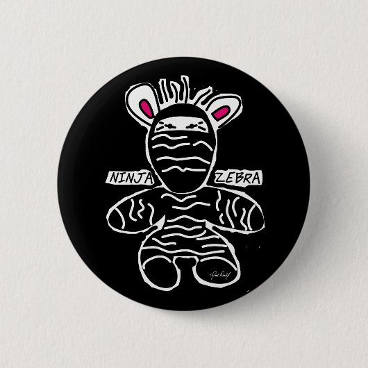 Ninja Zebra - Knop Ronde Button 5,7 Cm (Voorkant)