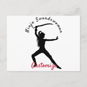 Ninja Zwaardvrouw Silhouette Thunder_Cove Briefkaart