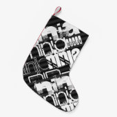 Ninja; zwart en donkergrijze strepen kleine kerstsok (Voorkant (Hangend))