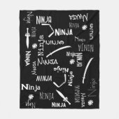  Ninja Zwart Wit Katana Patroon Fleece Deken (Voorkant)