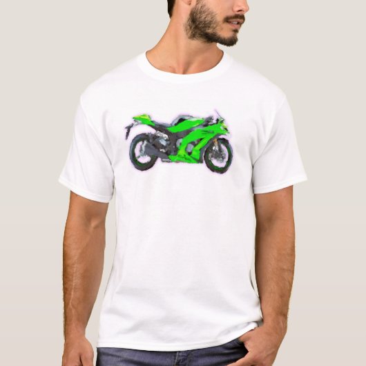 Ninja ZX 10R Handschilderde Sjabloon kunstborstel T-shirt (Voorkant)