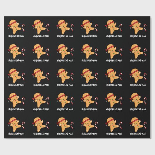 Ninjabread Man Funny Gingerbrood Pun Dark BG Cadeaupapier (Vlak)