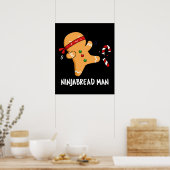 Ninjabread Man Funny Gingerbrood Pun Dark BG Poster (Keuken)