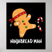 Ninjabread Man Funny Gingerbrood Pun Dark BG Poster (Voorkant)