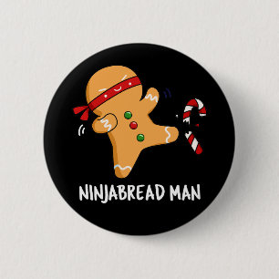 Ninjabread Man Funny Gingerbrood Pun Dark BG Ronde Button 5,7 Cm