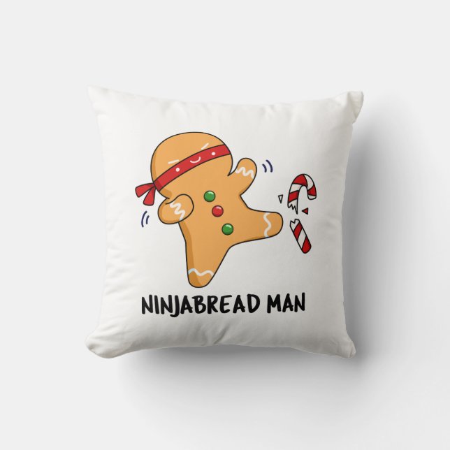 Ninjabread Man Funny Gingerbrood Pun Kussen (Voorkant)
