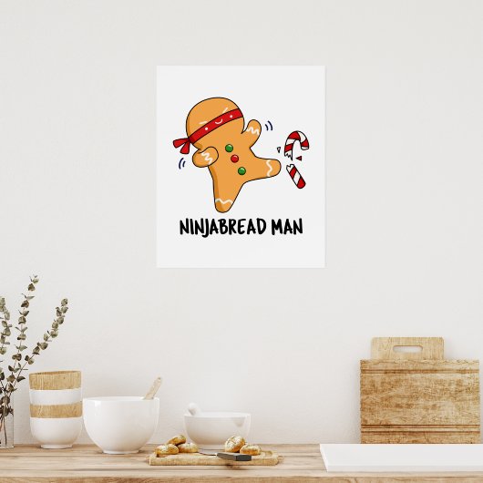 Ninjabread Man Funny Gingerbrood Pun Poster (Keuken)