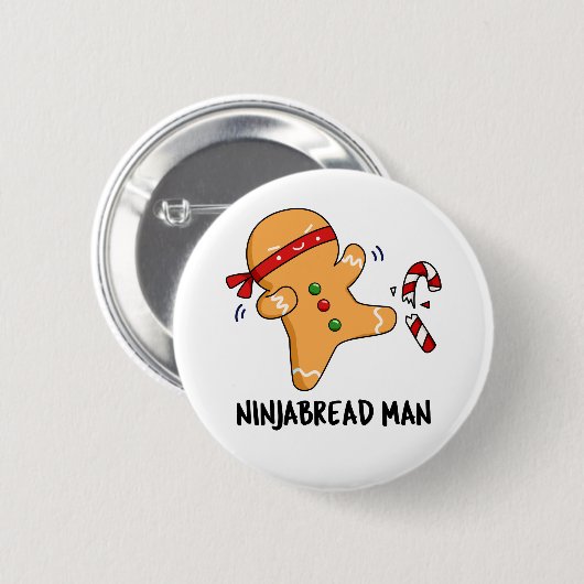 Ninjabread Man Funny Gingerbrood Pun Ronde Button 5,7 Cm (Voorkant /achterkant)