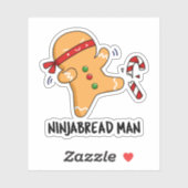 Ninjabread Man Funny Gingerbrood Pun Sticker (Vel)