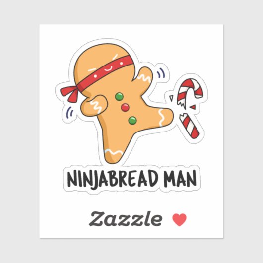 Ninjabread Man Funny Gingerbrood Pun Sticker (Vel)