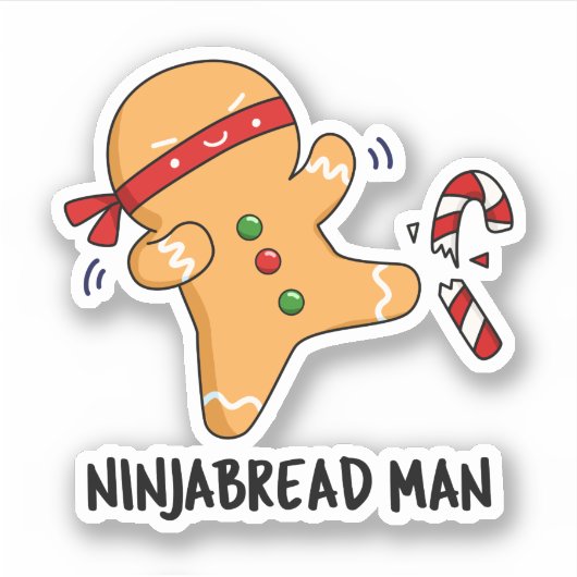 Ninjabread Man Funny Gingerbrood Pun Sticker (Voorkant)