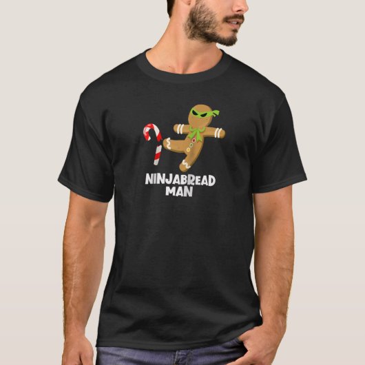 Ninjabread Man Grappig Ginja Kicking Candy Cane Ch T-shirt (Voorkant)