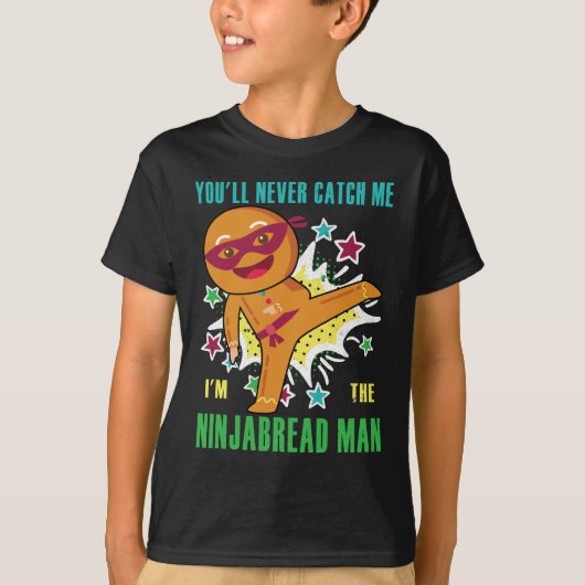 Ninjabread Man Je zult me nooit vangen T-shirt (Voorkant)