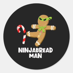Ninjabread man leuk ginja kicking candy cane chris ronde sticker
