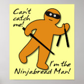 NinjaBread Man Ninja Gingerbrood Funny Poster Sign (Voorkant)