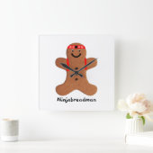 Ninjabreadman biscuit (cookie) Acrylwandklok Vierkante Klok (Huis)