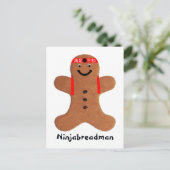 Ninjabreadman biscuit (koekje) briefkaart (Staand voorkant)