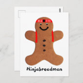 Ninjabreadman biscuit (koekje) briefkaart (Voorkant / Achterkant)