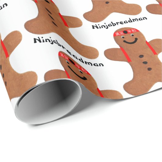 Ninjabreadman biscuit (koekje) cadeaupapier (Rol Hoek)