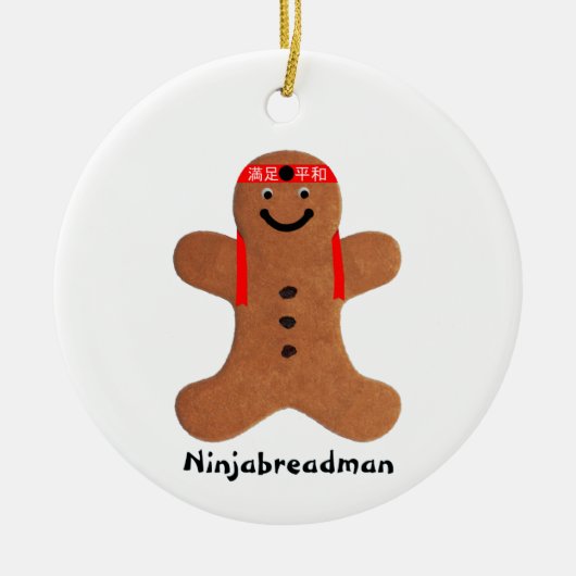 Ninjabreadman biscuit (koekje) keramisch ornament (Voorkant)