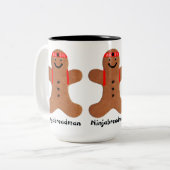 Ninjabreadman biscuit (koekje) tweekleurige koffiemok (Voorkant links)