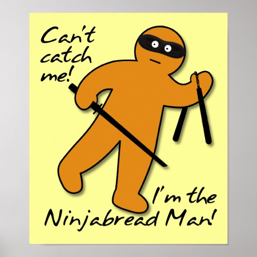 NinjaBrood Man Ninja Peperkoek Grappige Poster Bor (Voorkant)