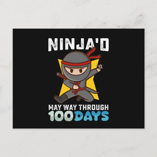 Ninja'd mei weg door 100 dagen van de school briefkaart (Voorkant)