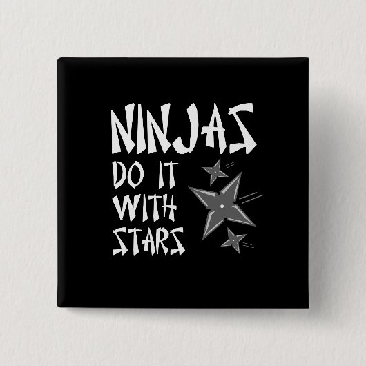 Ninjas doet het met sterren vierkante button 5,1 cm (Voorkant)