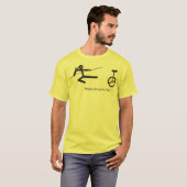 "Ninjas. Eenwielers. Ja." Shirt in geel (Voorkant volledig)