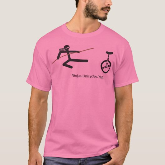 "Ninjas. Eenwielers. Ja." Shirt in roze (Voorkant)