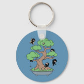 Ninjas in Bonsai Boom op Blauw Sleutelhanger (Achterkant)