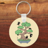 Ninjas in Bonsai Tree on Yellow Sleutelhanger (Voorkant)