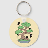 Ninjas in Bonsai Tree on Yellow Sleutelhanger (Achterkant)