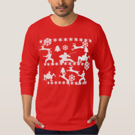 Ninjas & rendieren vechten lelijke kerst shirt