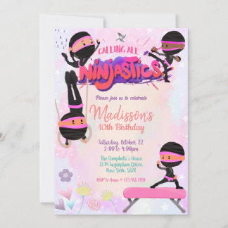 Ninjastic verjaardagsuitnodiging kaart