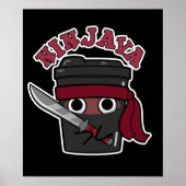 Ninjava Funny Ninja Java Coffee Pun Dark BG Poster (Voorkant)