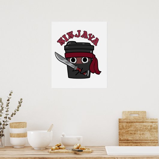 Ninjava Funny Ninja Java Coffee Pun Poster (Keuken)