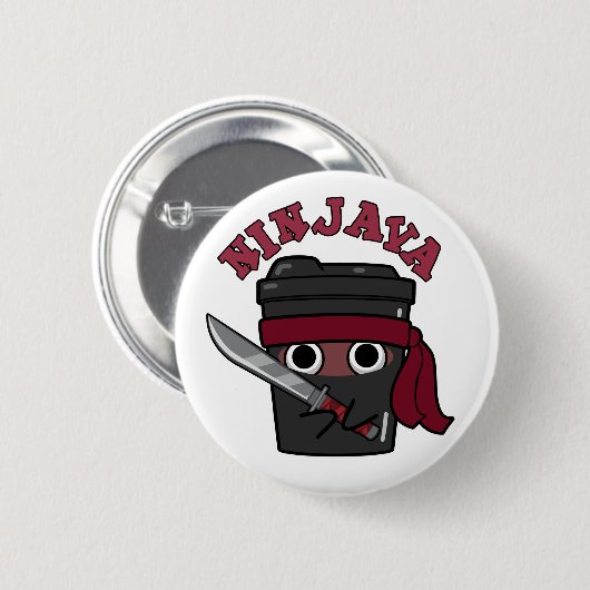 Ninjava Funny Ninja Java Coffee Pun Ronde Button 5,7 Cm (Voorkant /achterkant)