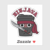 Ninjava Funny Ninja Java Coffee Pun Sticker (Vel)