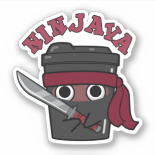 Ninjava Funny Ninja Java Coffee Pun Sticker