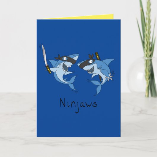 Ninjaws Ninja Sharks Funny Wenskaart Kaart (Voorkant)