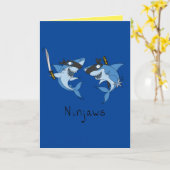Ninjaws Ninja Sharks Funny Wenskaart Kaart (Gele Bloem)