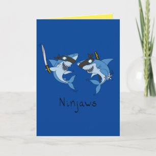 Ninjaws Ninja Sharks Funny Wenskaart Kaart