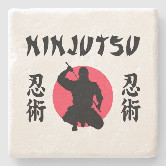 Ninjutsu Rijzende Zon  Stenen Onderzetter (Voorkant)