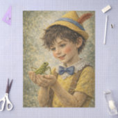 niño con saltamontes tissuepapier (Craft)