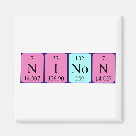 Ninon periodieke lijstnaam magnet (Voorkant)