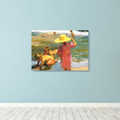 Ninos A La Orilla Del Mar door Joaquin Sorolla Canvas Afdruk (Insitu (Houten vloer))