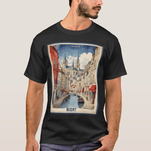 Niort Frankrijk Vintage Reizen Toerisme T-shirt (Voorkant)