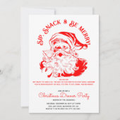 Nip Snack & Be Merry Funny Santa Claus Uitnodiging (Voorkant)