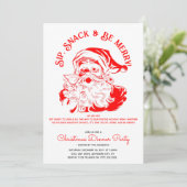 Nip Snack & Be Merry Funny Santa Claus Uitnodiging (Staand voorkant)